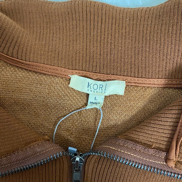 NWOTs Royal & Reese Teddy Bear Fleece Chevron Retro 80s 1/4 Zip Pullover Jacket - Picture 10 of 13